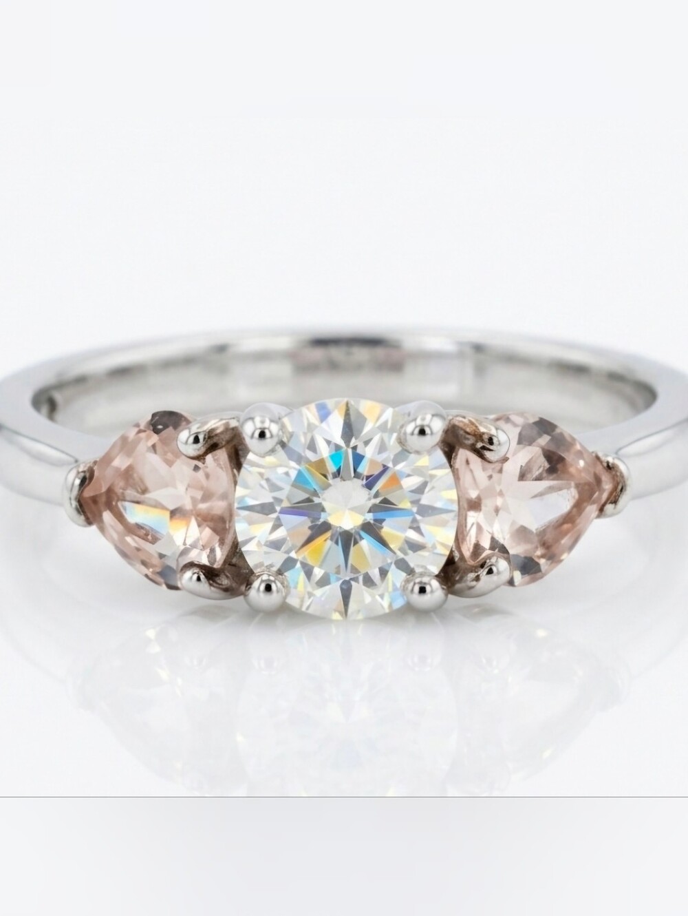Rare Strontium & Morganite Ring Sterling Silver Size 8!